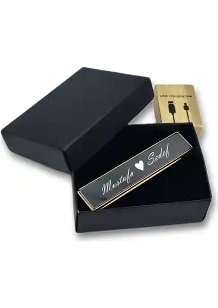 Sedef Silver Kişiye Özel USB Şarjlı Elektronik Kızaklı Çakmak Modern ve Dayanıklı Tasarım