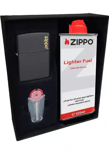 Zippo Çakmak Mat Siyah Kutu Benzin Taş Seti Uzun Ömürlü ve Şık Tasarım