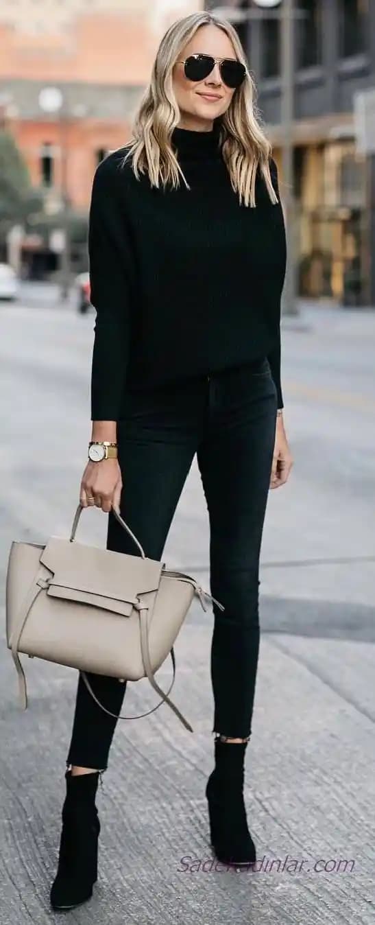 Siyah Boğazlı Kazak Kombinleri: Moda ve Fonksiyonelliğin Uyumuyla Şık Kış Stili