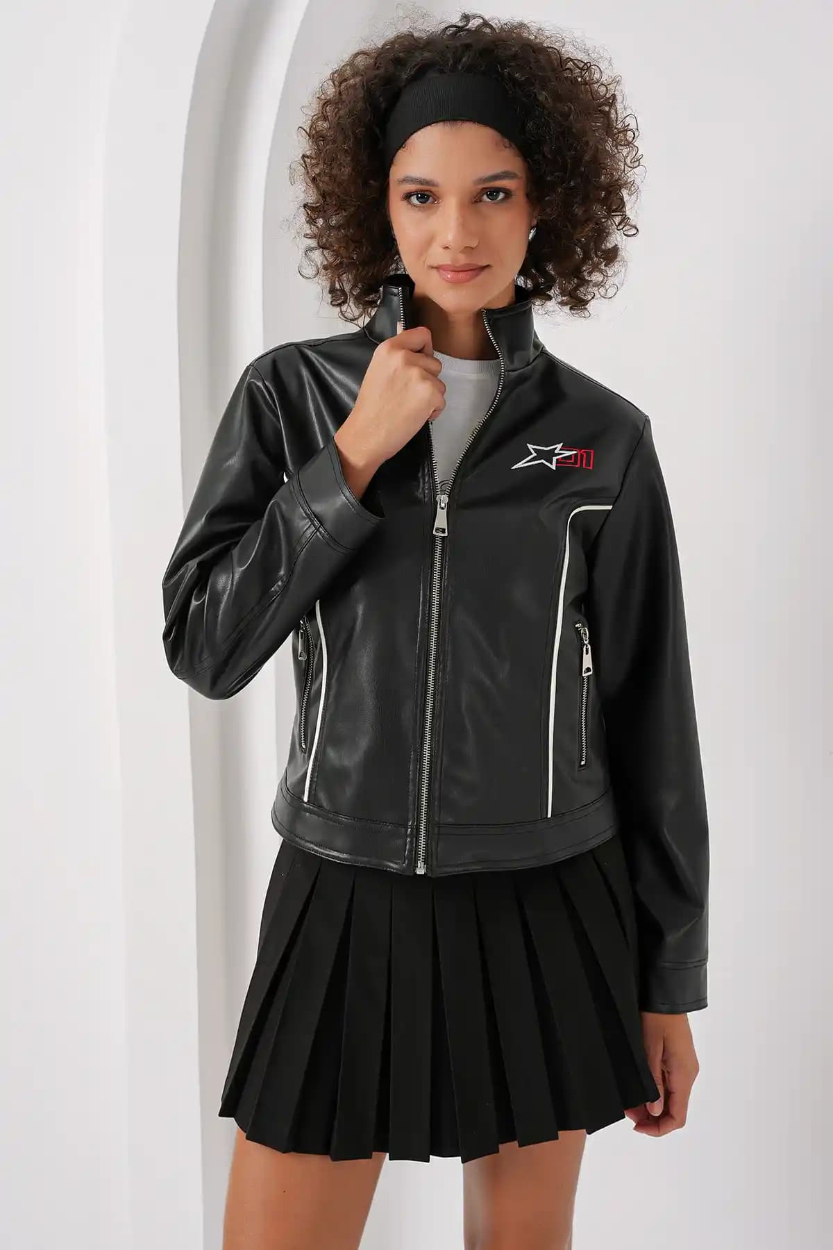 Bigdart 1041 Dik Yaka Siyah Suni Deri Ceket Günlük ve Şık Kullanım İçin Uygun