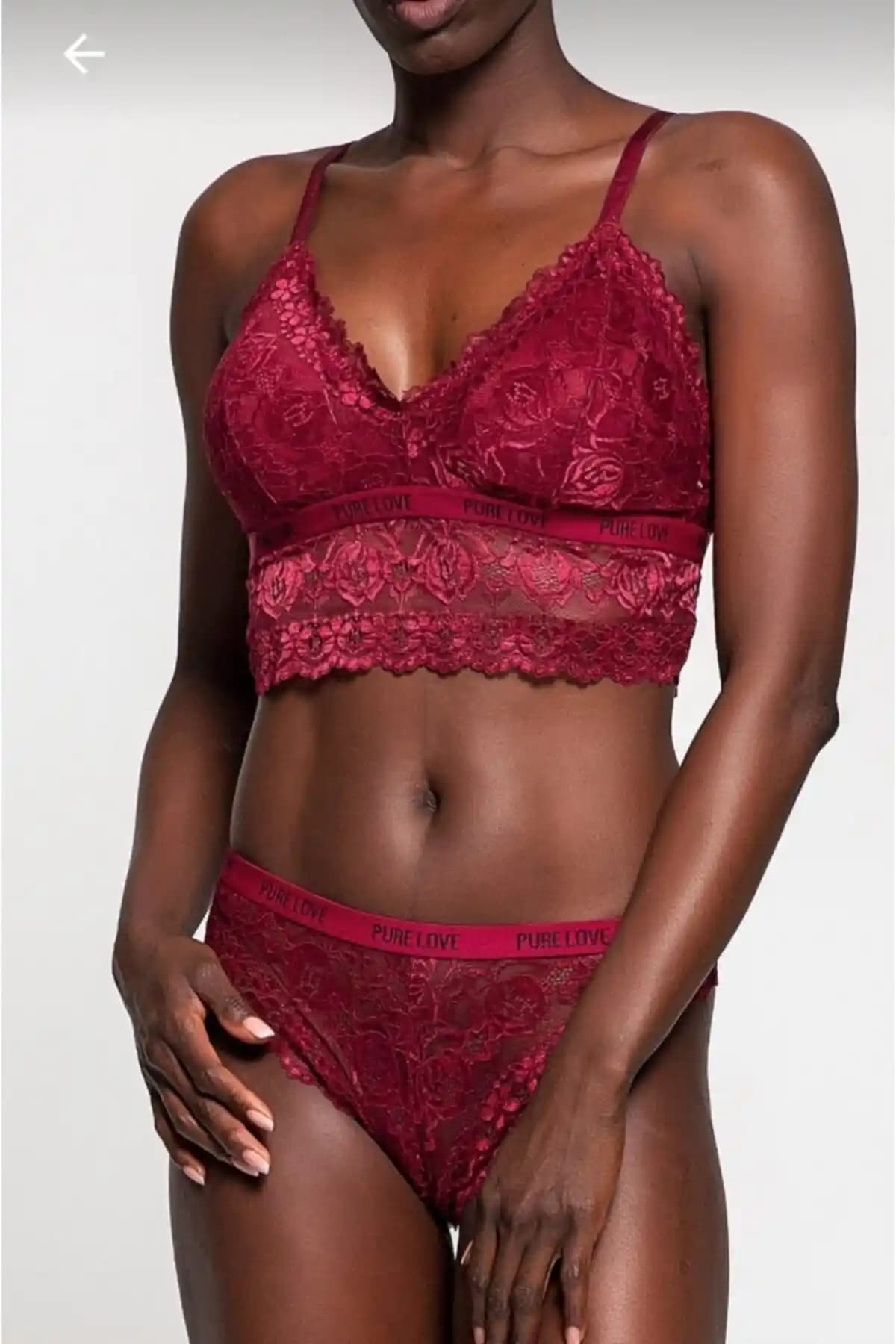 Koza Nessa Dantelli Yazılı Bordo Bralet Takım: Şıklık ve Konforun Buluşması