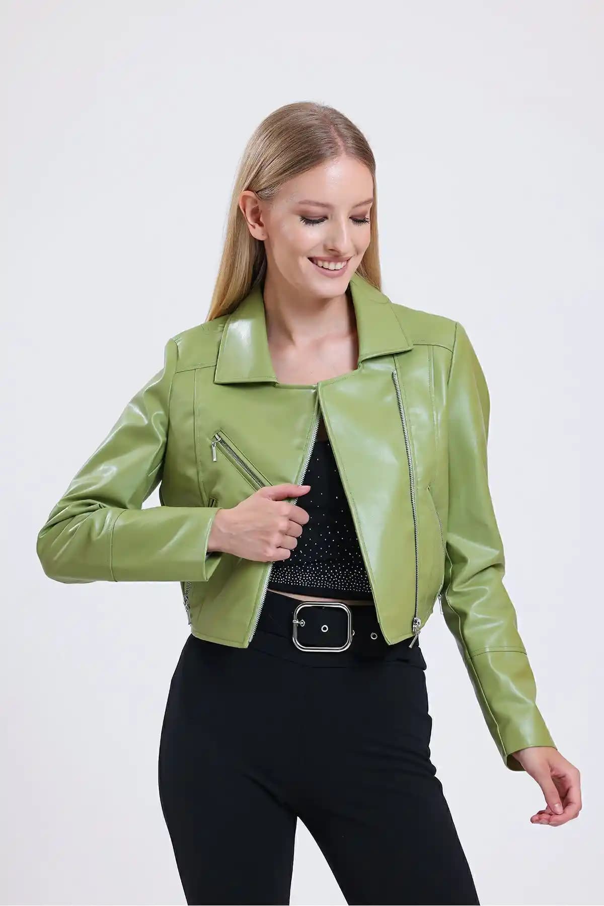 Sense Fermuar Detaylı Sunı Deri Motorcu Montu Günlük ve Spor Kullanım İçin Uygun