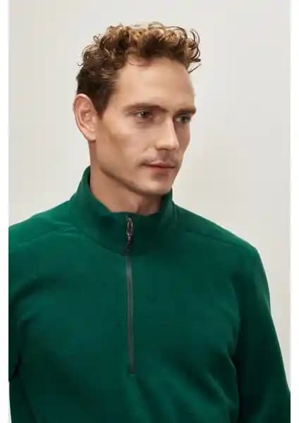 Altınyıldız Classics Erkek Yeşil Anti-pilling Polar Sweatshirt Soğuklara Karşı Konforlu Koruma