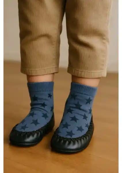 Çocuk Yıldız Desenli Makosen Soket Çorap Patik Panduf – Konforlu ve Güvenli Tasarım