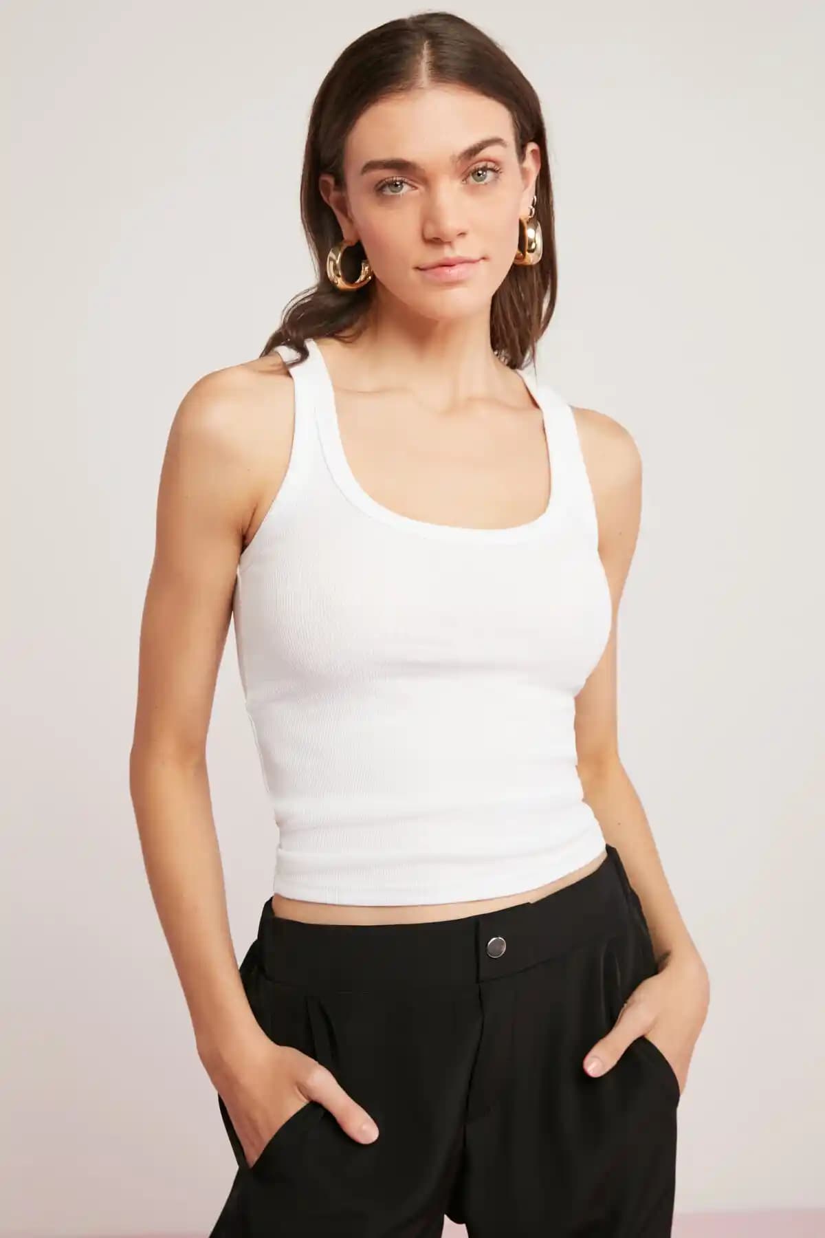 ETHIQUET Lıllesol Kadın Fitilli Kalın Askılı Basic Beyaz Atlet Rahat ve Şık Tasarım