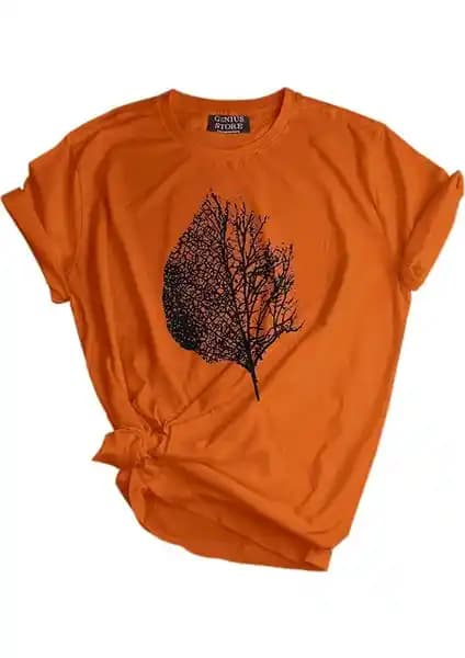 Genius Store Erkek Tişört Baskılı Outdoor T-Shirt - Yaprak Turuncu Modeli Özellikleri