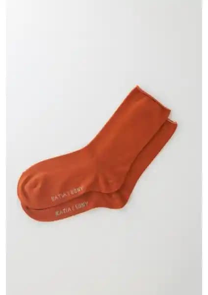 Katia & Bony Kadın Koyu Kiremit Lastiksiz İnce Modal Kumaş Soket Çorap Konforu