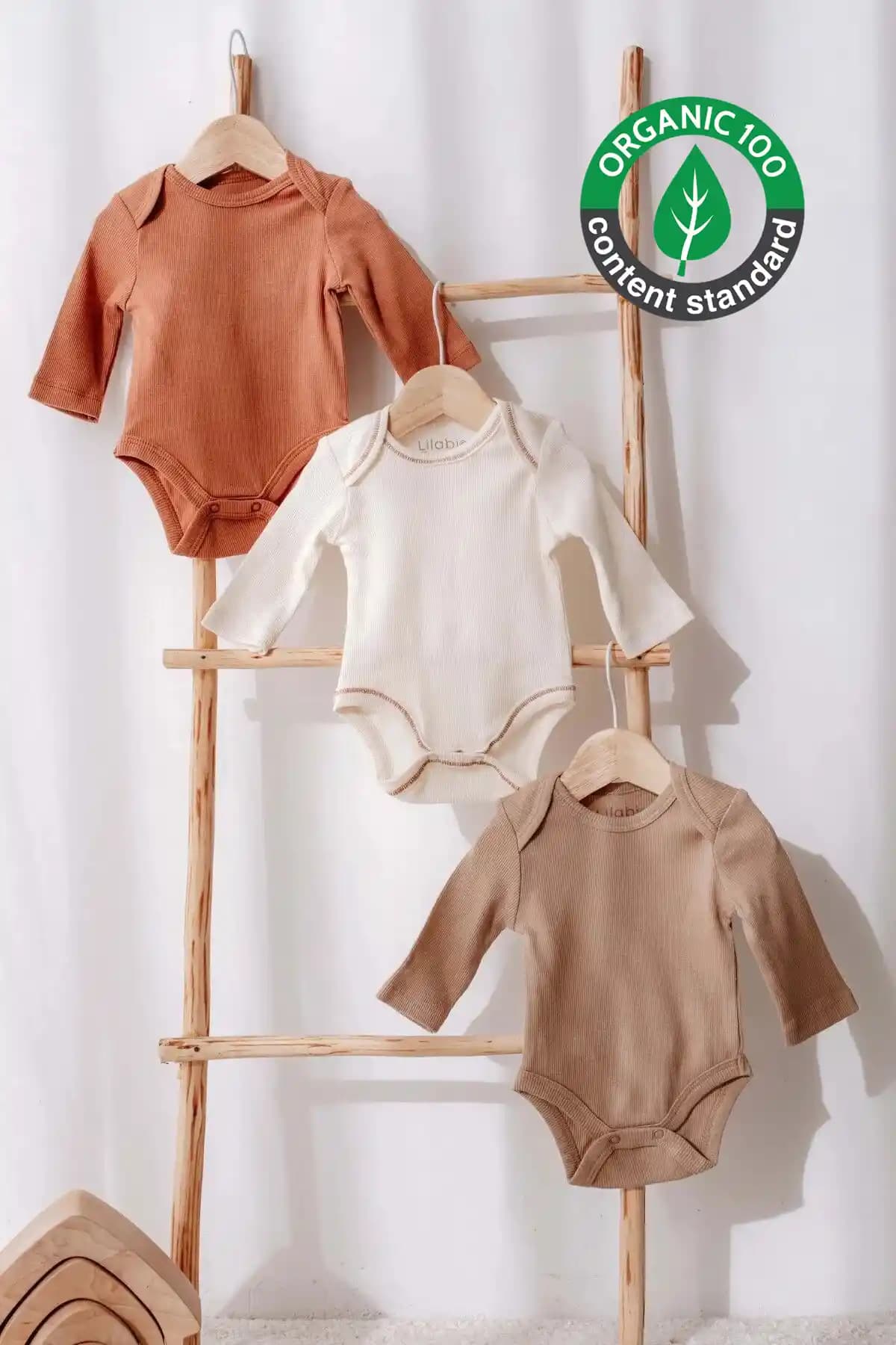 Lilabio 3 Parça Unisex Bebek Bodysuit Takımı Organik Pamuklu Konforlu Tasarım