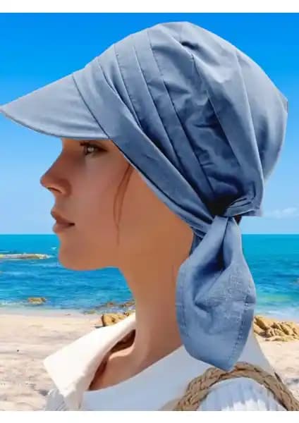 Tezzgelsin Kadın Safari Bağlamalı Siperli Bandana Plaj Şapkası Güneş Koruyucu