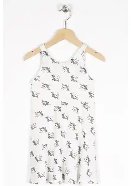 Zepkids Kız Çocuk Regular Fit Unicorn Desenli Kolsuz Elbise - Rahat ve Şık Tasarım