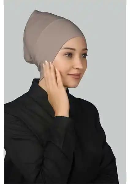 Altobeh Hazır Pratik Geçmeli Uzun Boru Tesettür Bonesi Açık Vizon Renkli Güvenilir ve Şık Tasarım