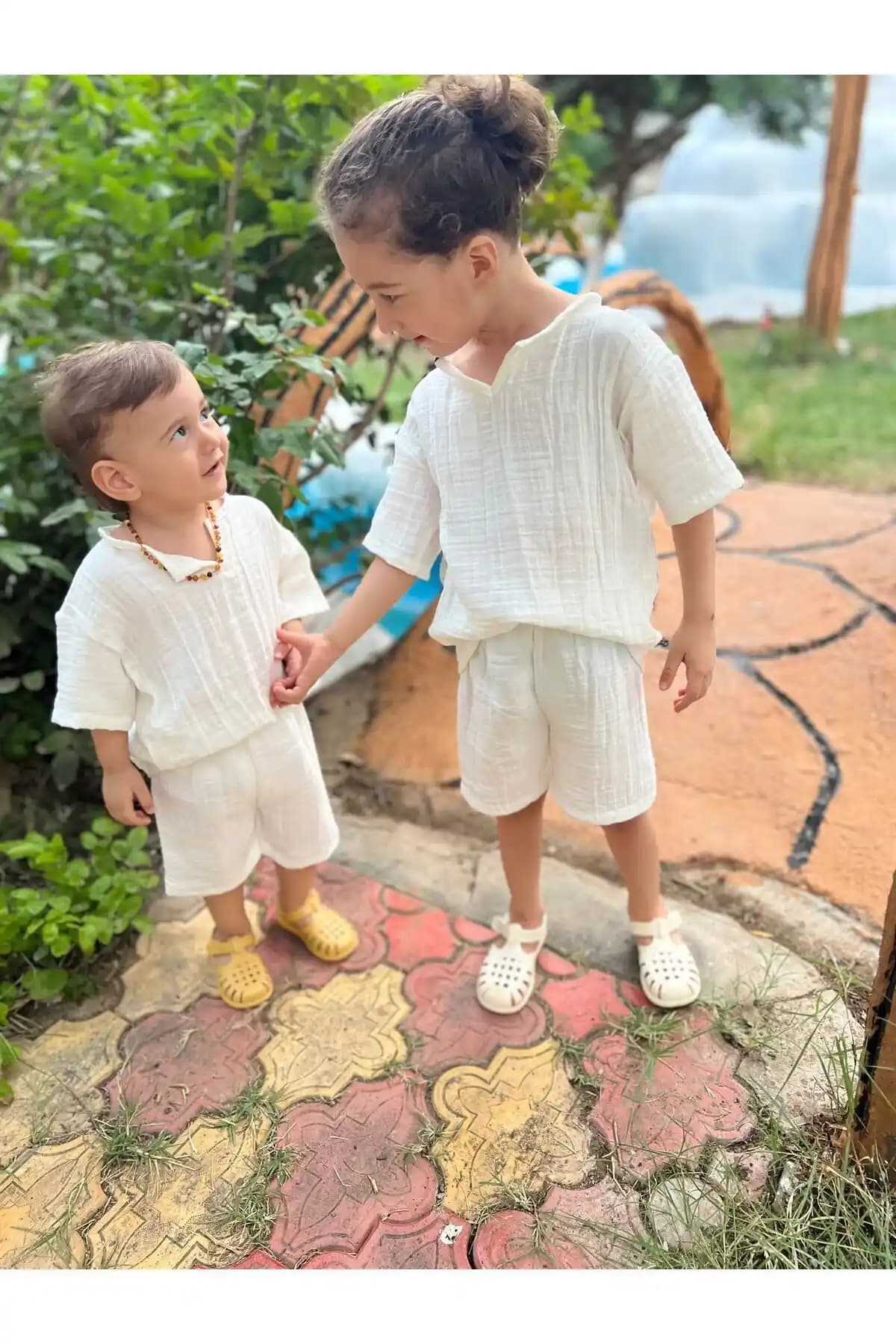 Bahnum Unisex Müslin Çocuk Takımı Yazlık Rahat ve Şık Tasarım