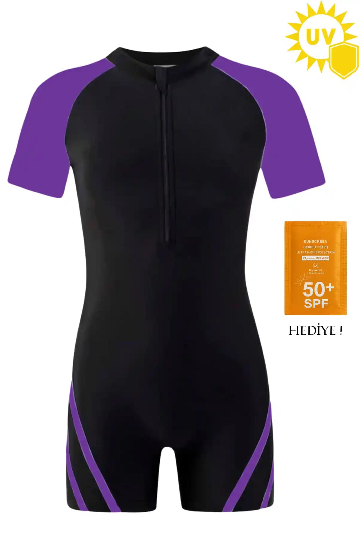 İYİBU Çocuk UV Korumalı Kısa Kollu Yüzücü Tulum Mayo Havuz ve Deniz Kullanımı