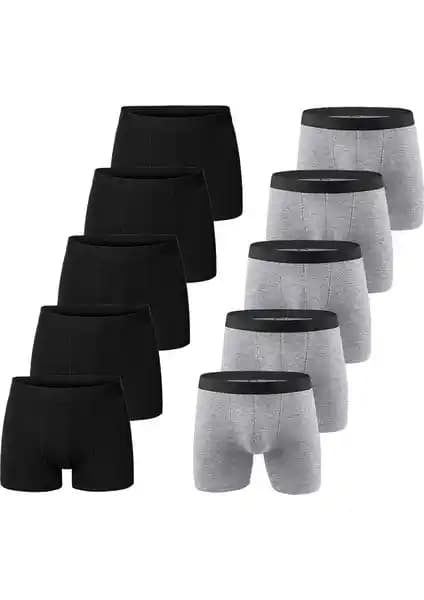John Lion Erkek 10'lu Premium Lacivert-Gri Likralı Boxer Seti Detaylı İnceleme