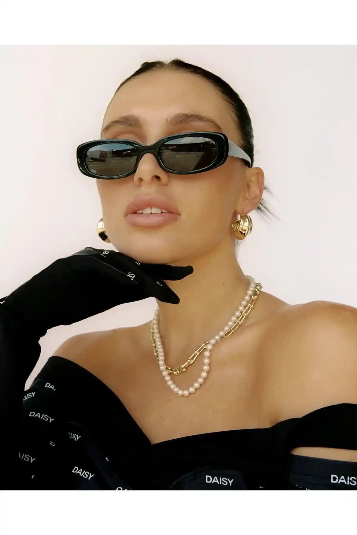 LOOKUP Siyah Kare Dikdörtgen Vintage Güneş Gözlüğü Unisex Şık ve Koruyucu Tasarım