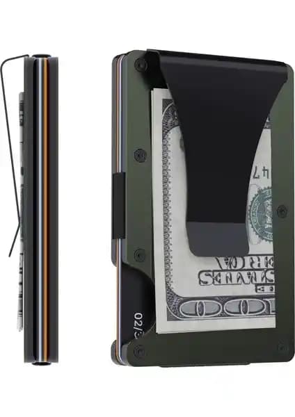 Louise Motto Cardx Metal Kartlık Haki Yeşil Minimalist Tasarım Günlük Kullanım