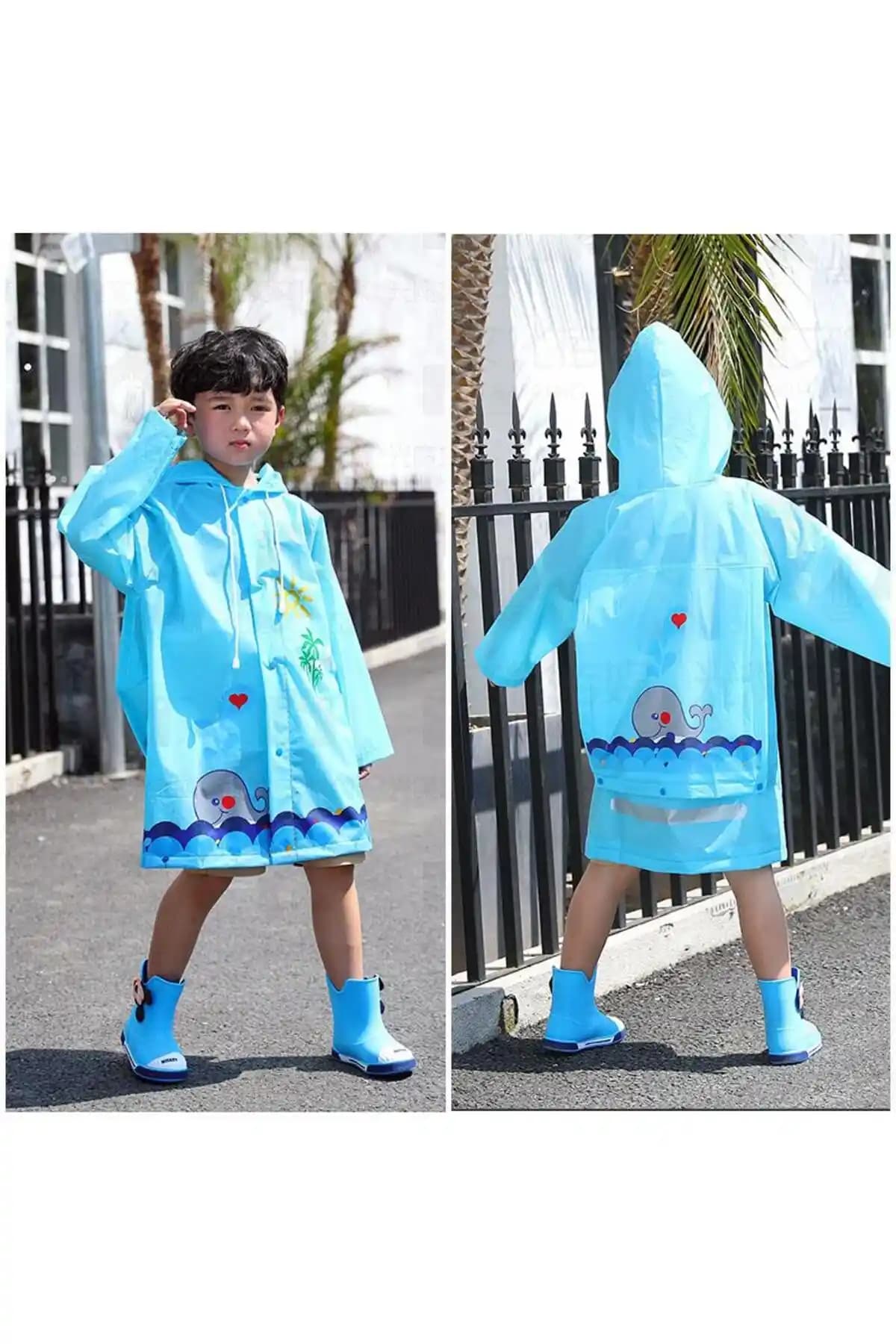 Mashotrend Hayvan Figürlü Kapüşonlu Çocuk Yağmurlukları Güvenli ve Renkli Tasarım