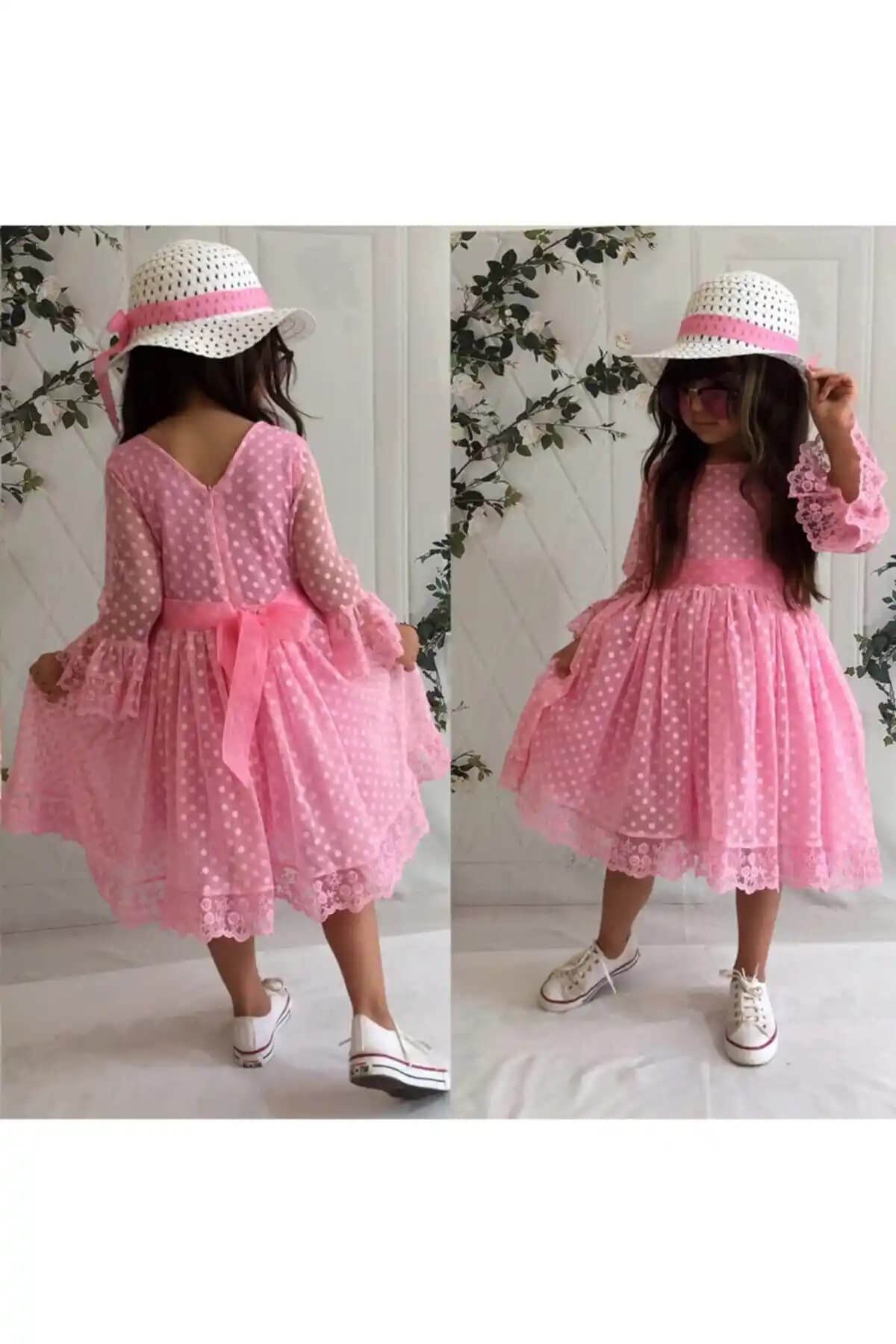 Mixie Kız Çocuk Pembe Şapkalı Güpürlü Prenses Model Elbise: Şıklık ve Rahatlık Bir Arada