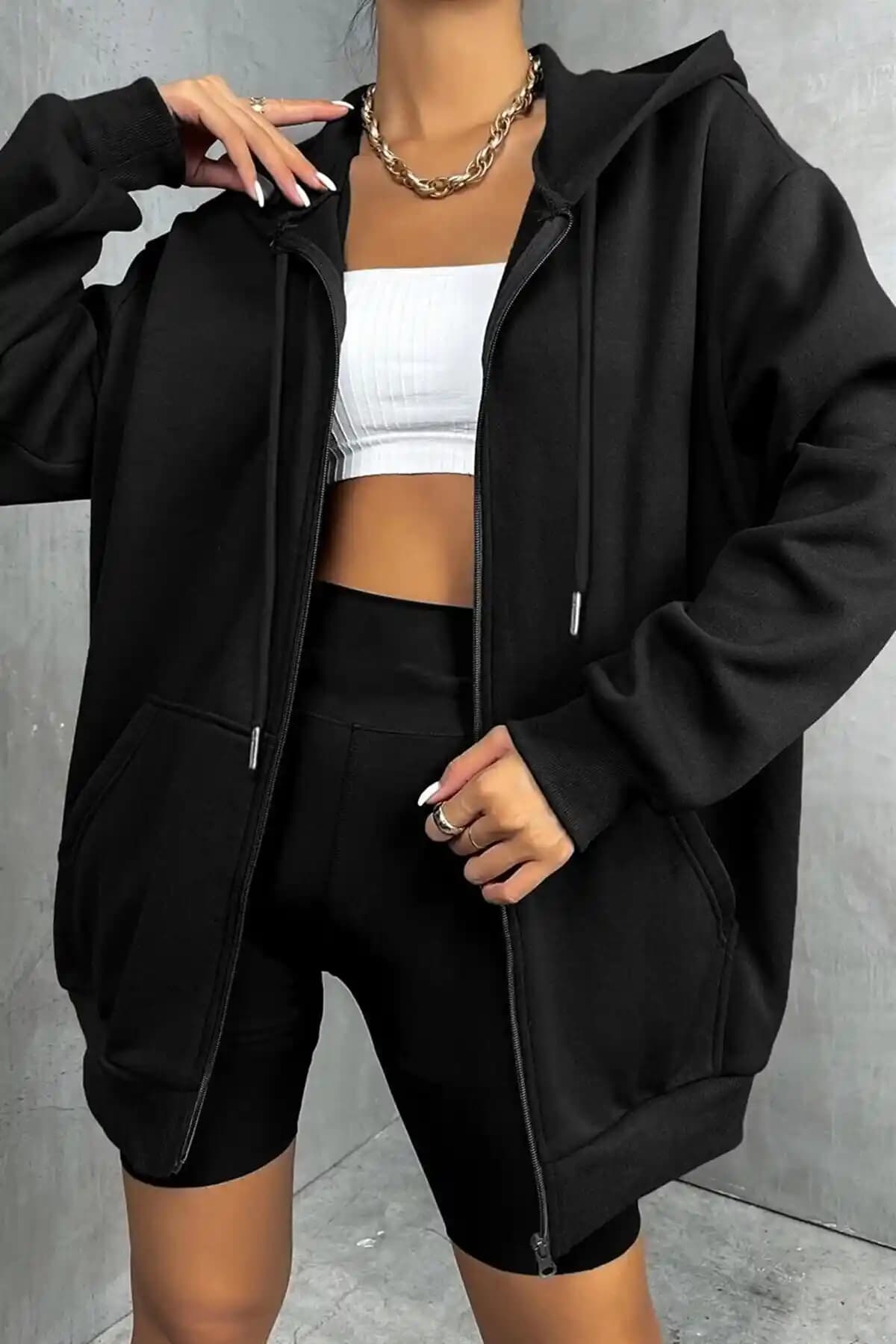 Moonbull Ünisex Siyah Fermuarlı Oversize Sweatshirt İnceleme ve Kullanıcı Yorumları