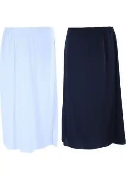 Plistre 2230 Siyah-Beyaz 2'li Paket Tesettür Uzun Tam Boy Etek Astarı İçlik Jupon