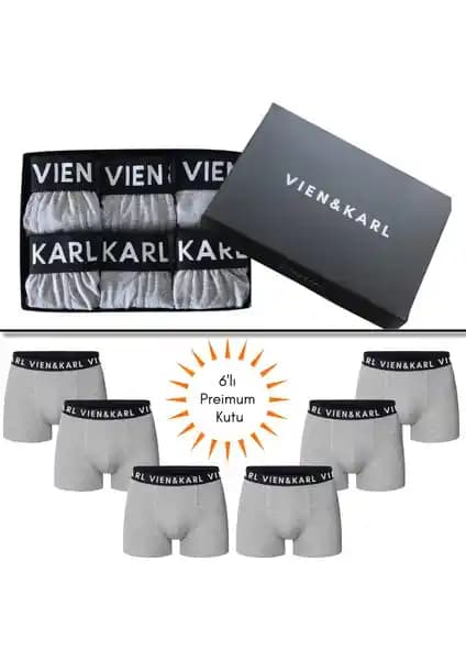 Vien&Karl Erkek Gri 6'lı Boxer Seti Günlük Konfor ve Şıklık Sunar