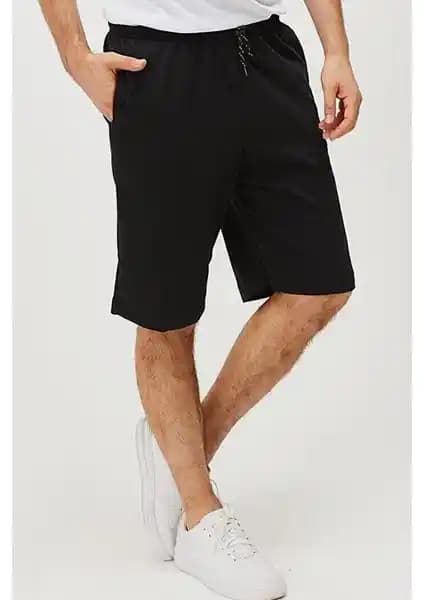 Winget Star Erkek Siyah Bermuda Şort - Rahat ve Şık Günlük Giyim Seçeneği