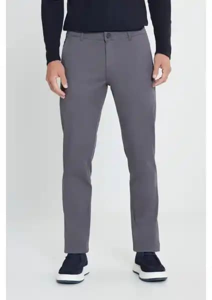 Altınyılz Classics Erkek Antrasit Slim Fit Dar Kesim Pamuklu Esnek Chino Pantolon