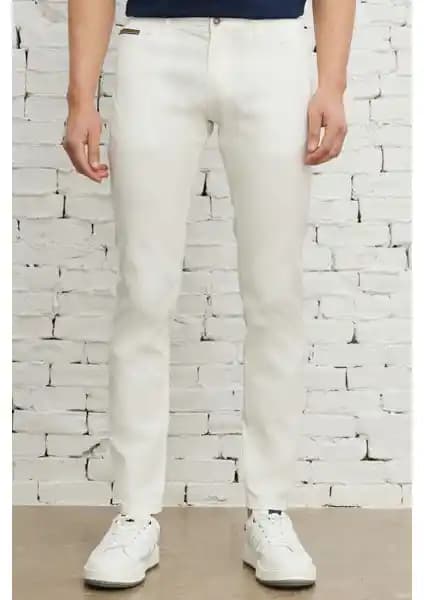 Altınyılz Classics Erkek Beyaz Slim Fit Dar Kesim Pantolon Yaz Koleksiyonu