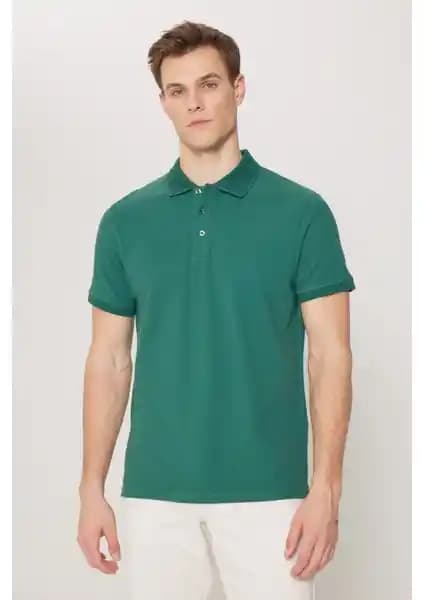 Altınyılz Classics Erkek Koyu Yeşil Polo Yaka Tişört Modern ve Şık Tasarım
