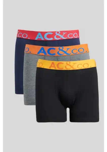 Altınyılz Classics Erkek Siyah-Lacı-Antrasit 3'lü Pamuklu Esnek Boxer Paketi