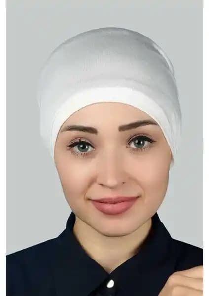 Altobeh Hazır Pratik Geçmeli Lastikli Tesettür Bone Ekru - Rahat ve Şık Günlük Aksesuar