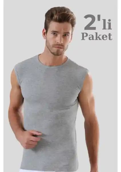 Arma Yılz Erkek Pamuklu Gri Tişört Sıfır Kol ve Yaka Modern Tasarım