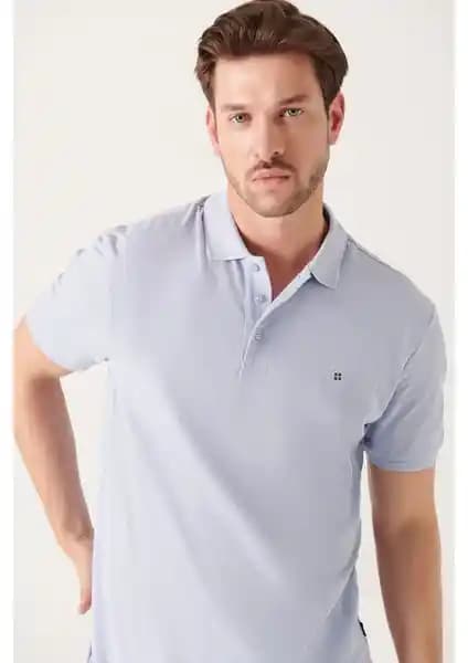 AVVA Erkek Açık Mavi Pamuklu Polo Yaka T-shirt Günlük ve Spor Kullanım İçin Uygun