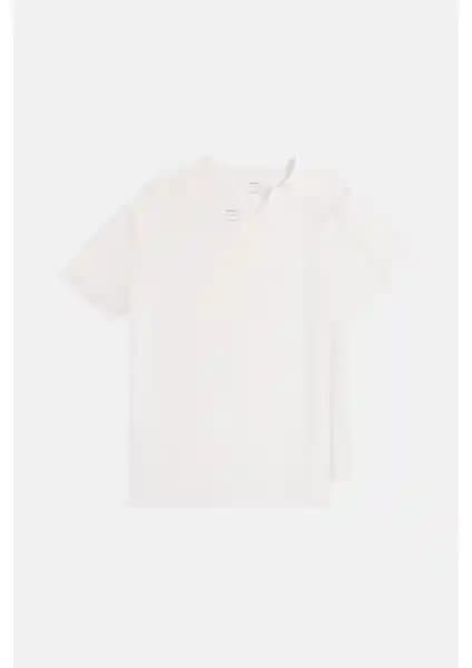 AVVA Erkek Beyaz 2'li Bisiklet Yaka Pamuklu Düz T-Shirt Günlük ve Şık Kullanım İçin