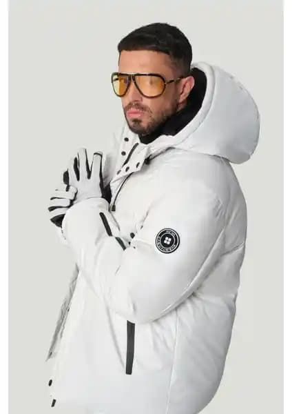 AVVA Erkek Taş Kapüşonlu Kayak Montu -20°C Dayanıklı Su ve Rüzgar Geçirmez Kış Giyim