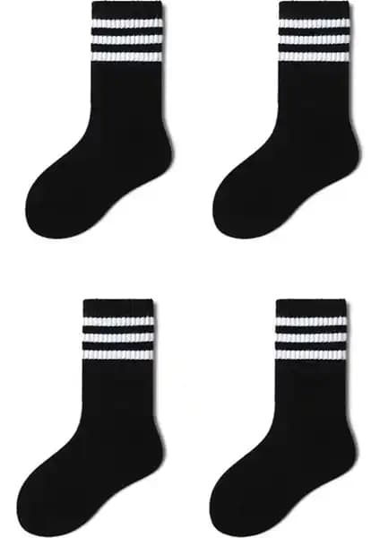 Black Arden Socks Unisex Okul ve Günlük Kullanım İçin 4 Çift Pamuklu Çorap Modeli