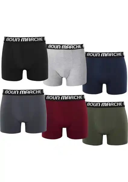 Boun Marche Erkek Likralı Premium Boxer 6'lı Kutu Konfor ve Şıklık Sunar