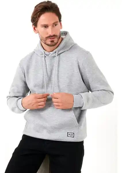 Buratti Slim Fit Kapüşonlu Sweat Erkekler İçin Şık ve Sıcak Tutma Özelliğine Sahip Kışlık Giyim