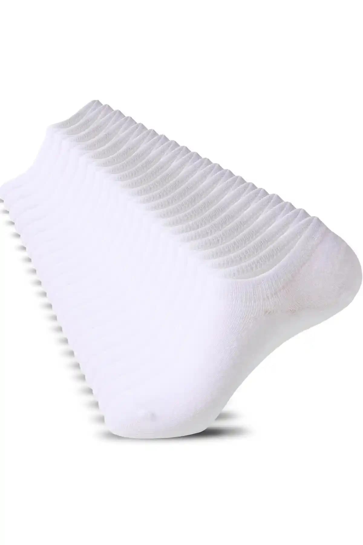 BUST SOCKS 8 Çift Pamuk Spor ve Koşu Çorabı Seti Ekonomik Paket Beyaz