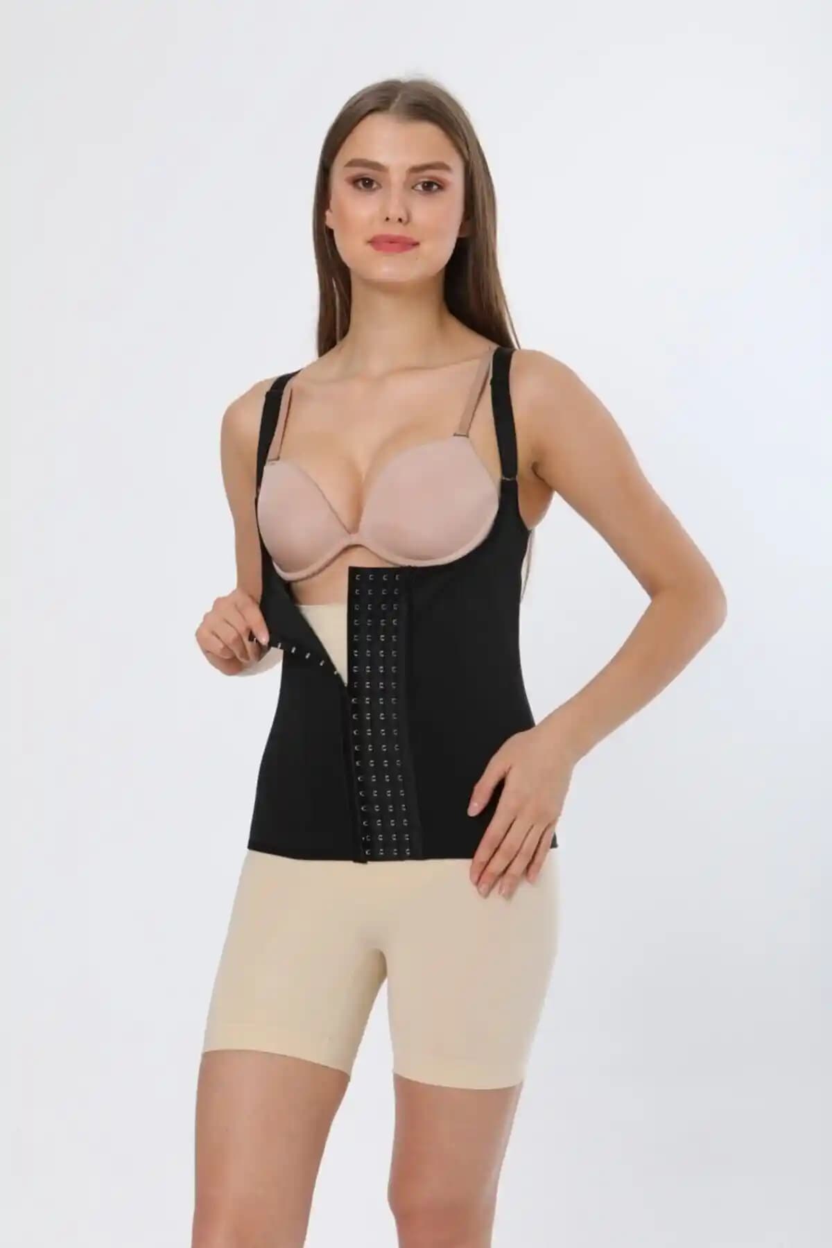 CAWAR Kadın Doğum Sonrası Askılı Latex Inceltici Sıkılaştırıcı Bel ve Göbek Korsesi