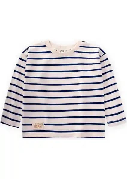 Cigit Çizgili Mevsimlik Çocuk Tişörtü 1-10 Yaş Lacivert Rahat ve Şık Tasarım