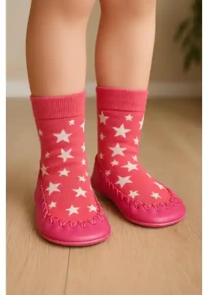 Çocuklar İçin Güvenli ve Konforlu Pembe Makosen Soket Çorap Patik Panduf