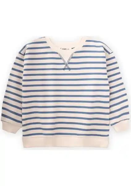 Çocuklar İçin Konforlu ve Şık Çizgili Karyoka Detaylı Mevsimlik Sweatshirt