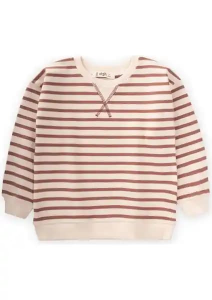 Çocuklar İçin Şık ve Rahat Çizgili Triko Kazak 2-10 Yaş Kahverengi