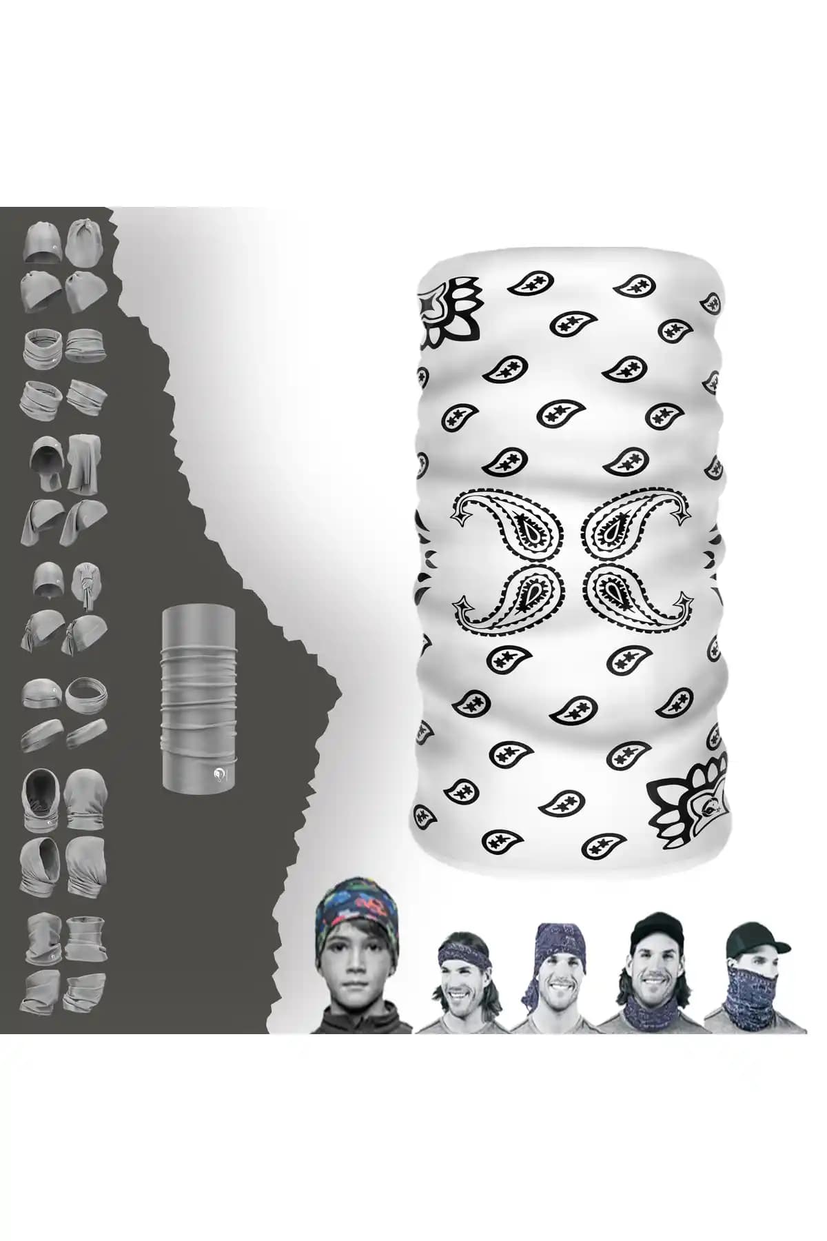DeBuff Collar E-Taktik Damla Desenli Etnik Buff Bandana Çok Yönlü ve Şık Tasarım