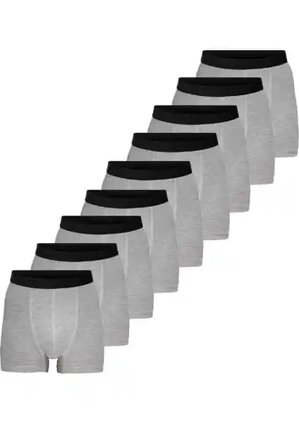 Deean Gri Erkek 9'lu Pamuklu Boxer Paketi Konfor ve Şıklık Sunar