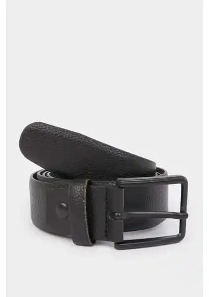 DeFacto Erkek Dikdörtgen Toka Suni Deri Jean Kemeri Günlük ve Resmi Kullanım İçin