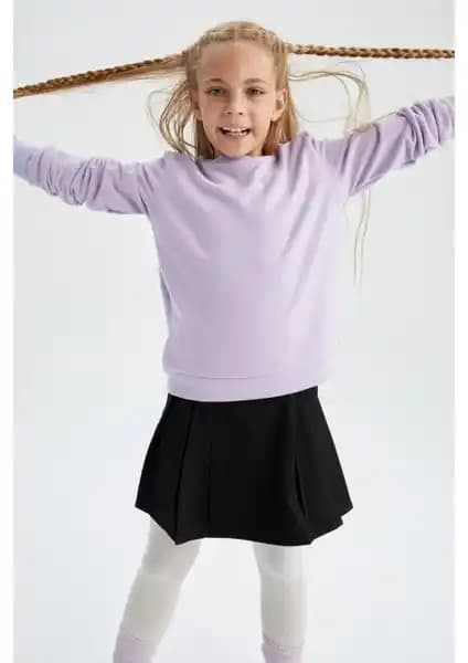 DeFacto Kız Çocuk Bisiklet Yaka Okul Sweatshirtleri Kaliteli ve Şık Tasarım