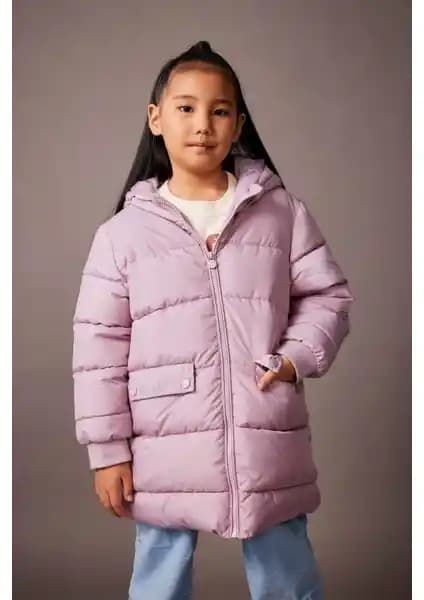 DeFacto Kız Çocuk Su İtici Şişme Montu - Sıcak ve Fonksiyonel Kış Kıyafeti