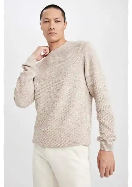 DeFacto Standart Fit Erkek Bisiklet Yaka Triko Kazak R1175AZ23AU Günlük ve Şık Kullanım